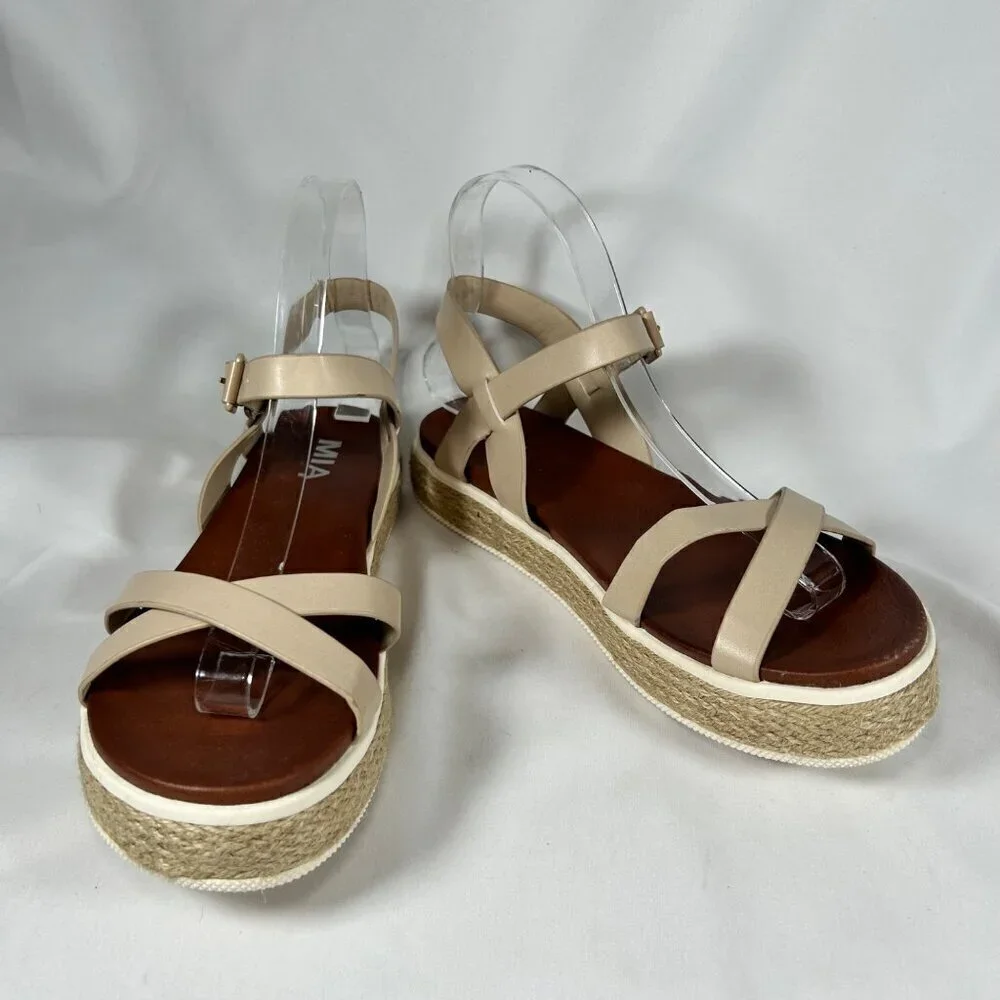 MIA Beige Platform Espadrille Sandals
